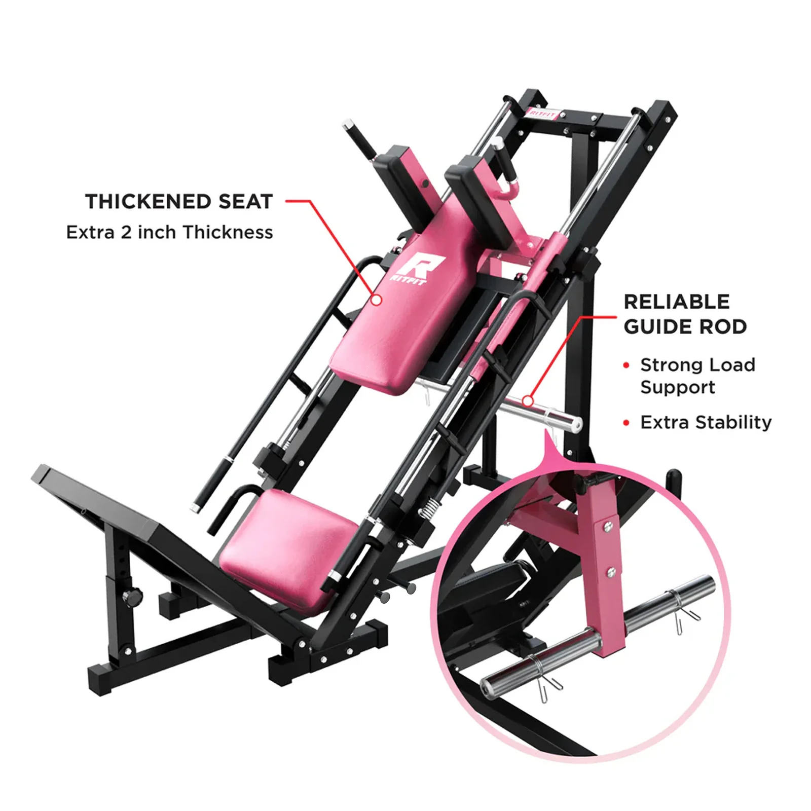 RitFit BLP01 45 Degree 3-In-1 Leg Press Hack Squat and Calf Raise Machine - Image 5