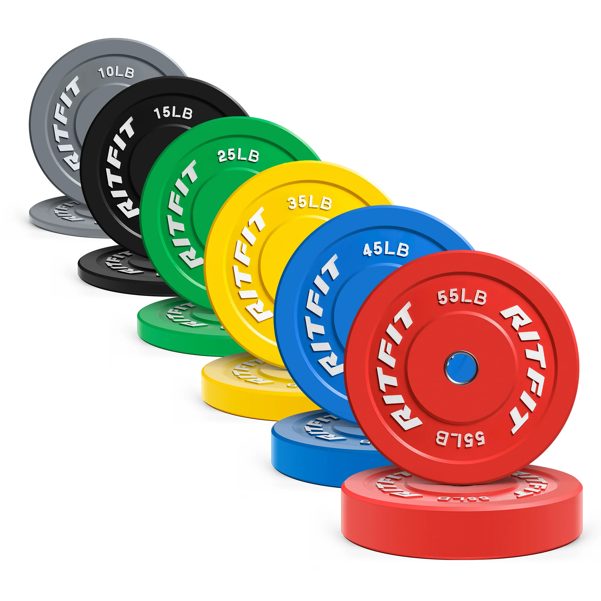 RitFit Color Olympic Bumper Weight Plates - 2-Inch - Image 18
