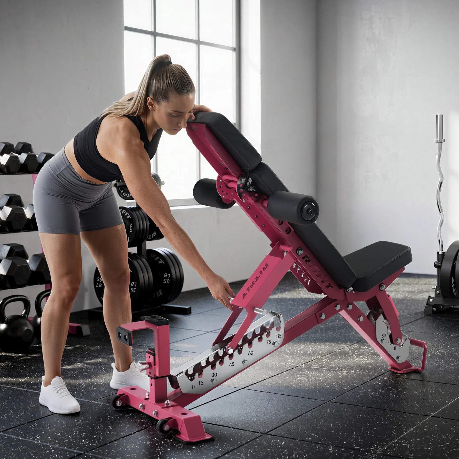 RitFit GATOR Pink 1600LB Adjustable Weight Bench - Image 6
