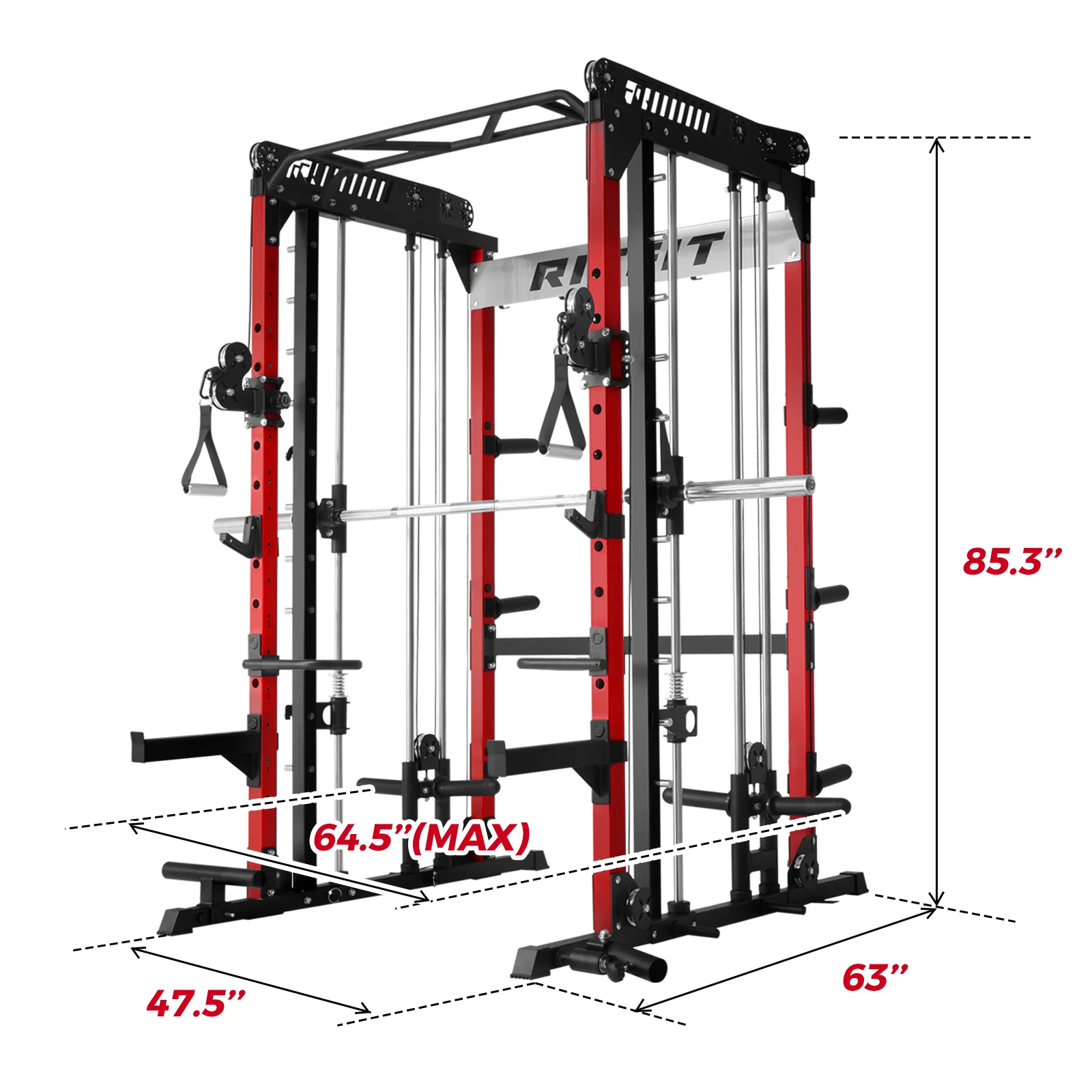 RitFit M1 PRO Multi-Functional Smith Machine with Cable Crossover System and Squat Rack for Home Gym - Image 4