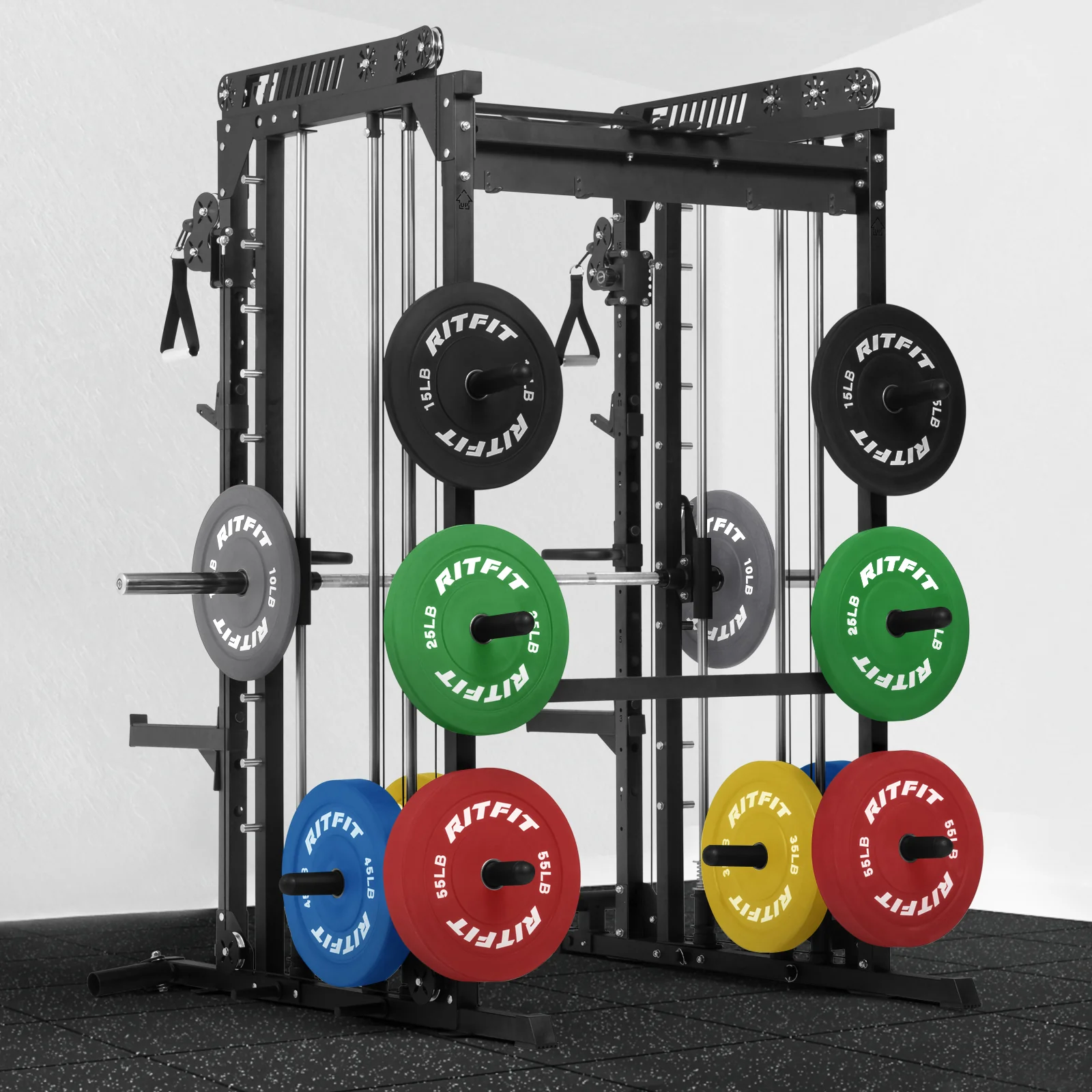 RitFit M1 PRO Multi-Functional Smith Machine with Cable Crossover System and Squat Rack for Home Gym - Image 9