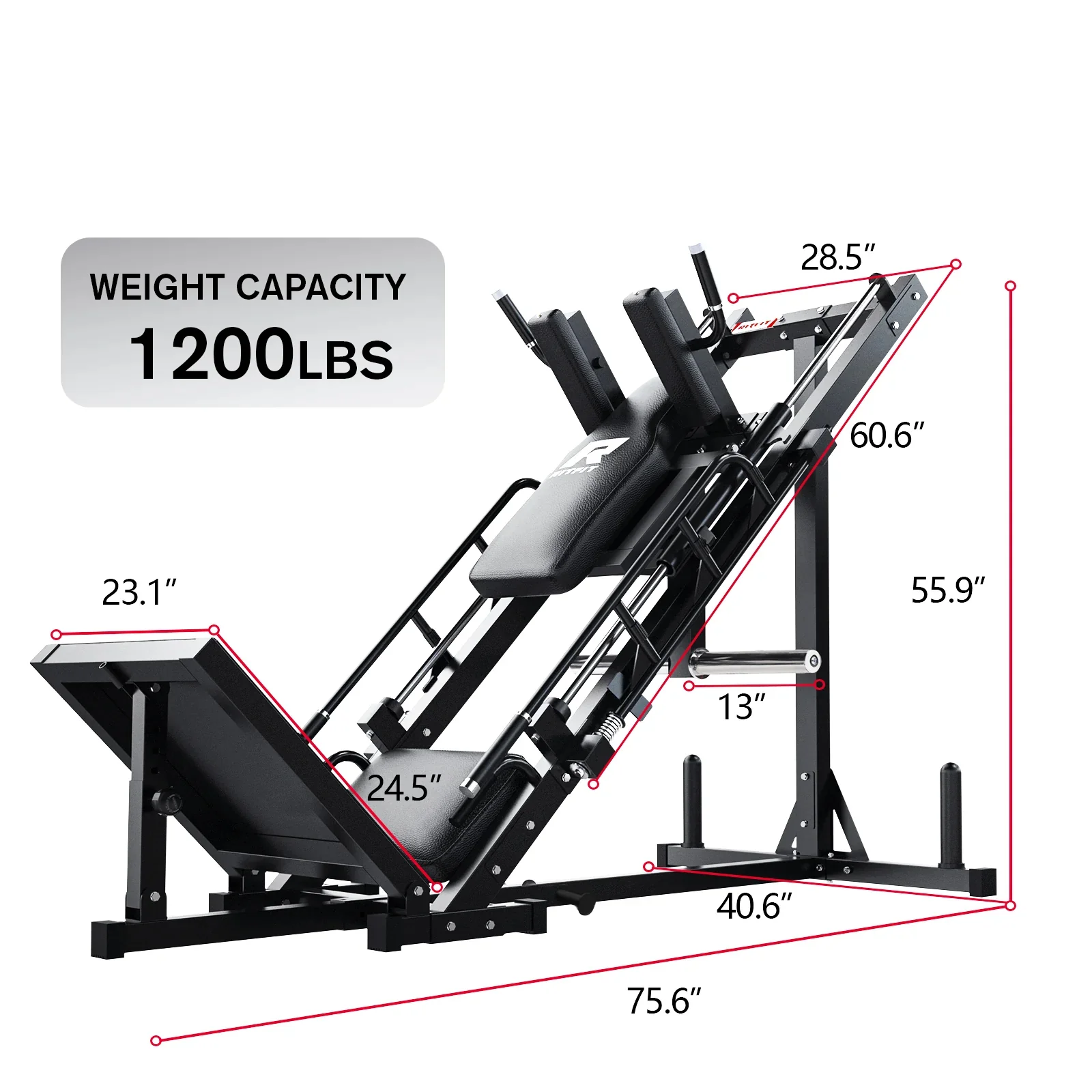 RitFit BLP01 45 Degree 3-In-1 Leg Press Hack Squat and Calf Raise Machine - Image 3