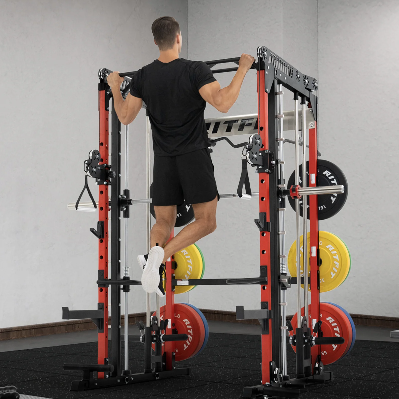 RitFit M1 PRO Multi-Functional Smith Machine with Cable Crossover System and Squat Rack for Home Gym - Image 13